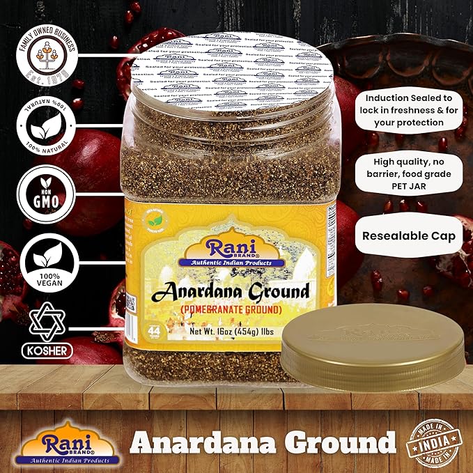 Rani Anardana (Pomegranate) Ground, Indian Spice 16oz (1lb) 454g PET Jar ~ All Natural | No Color |