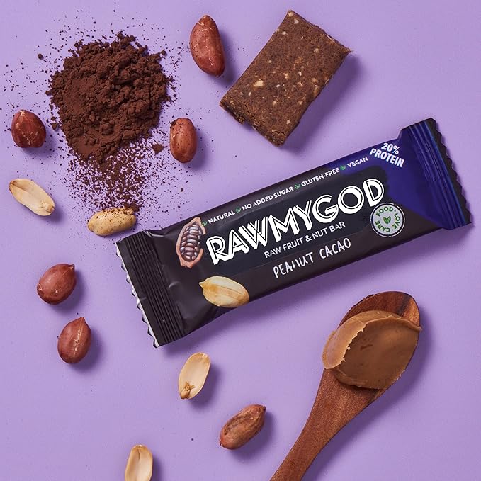 RAWMYGOD Fruit and Nut Bars, Good Source of Protein (5g, 20% protein content), Gluten Free, Vegan