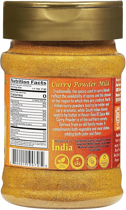 Rani Curry Powder Mild (10-Spice Authentic Indian Blend) 3oz (85g) PET Jar ~ All Natural |