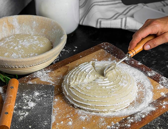 Kook Proofing Set, Sourdough Bread, 2 Rattan 9 Inch Banneton Baskets, 2 Basket Covers, Metal