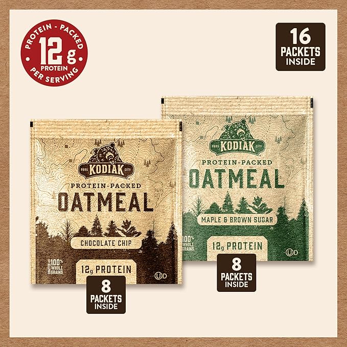 Kodiak Cakes Instant Oatmeal Packets - High Protein - 100% Whole Grains Breakfast Food - Maple &