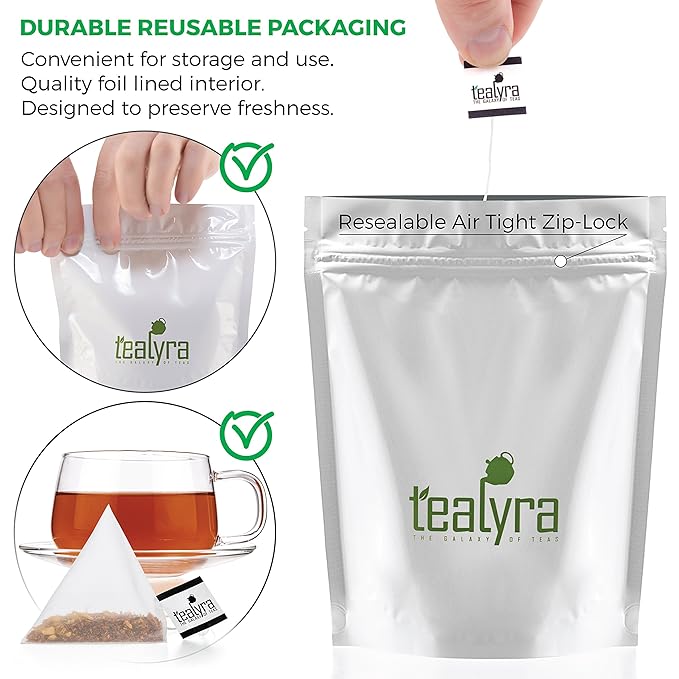 Tealyra - Rooibos Coconut Vanilla Chai - 25 Bags - Ginger Cinnamon - Red Bush Rooibos Herbal Loose