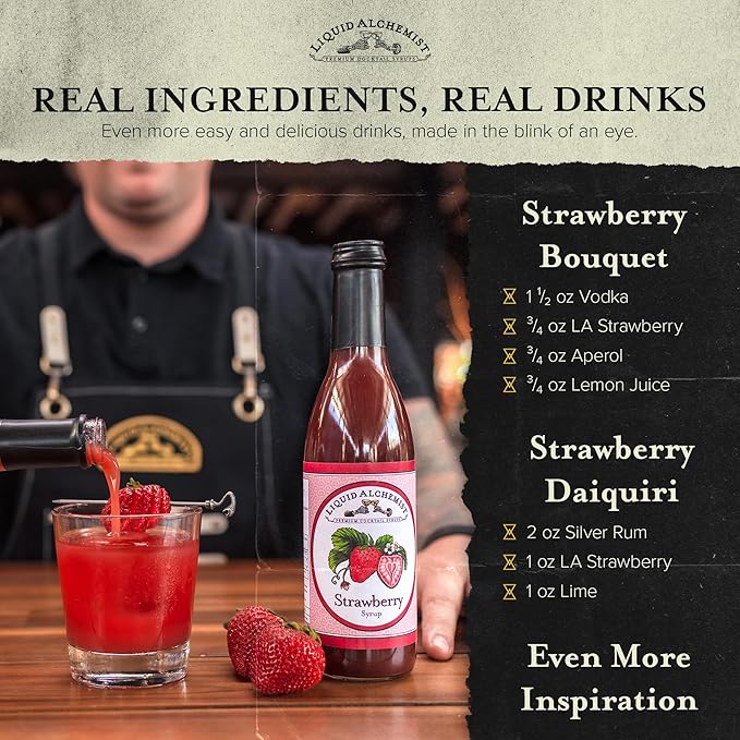 Liquid Alchemist Strawberry Syrup for Drinks - Real Ingredients Make our Strawberry Puree for