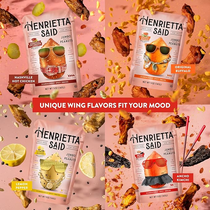 Henrietta Said Wing-Flavored Peanuts - Truly Good Foods Snacking Nuts - Bold Flavors - Savory &