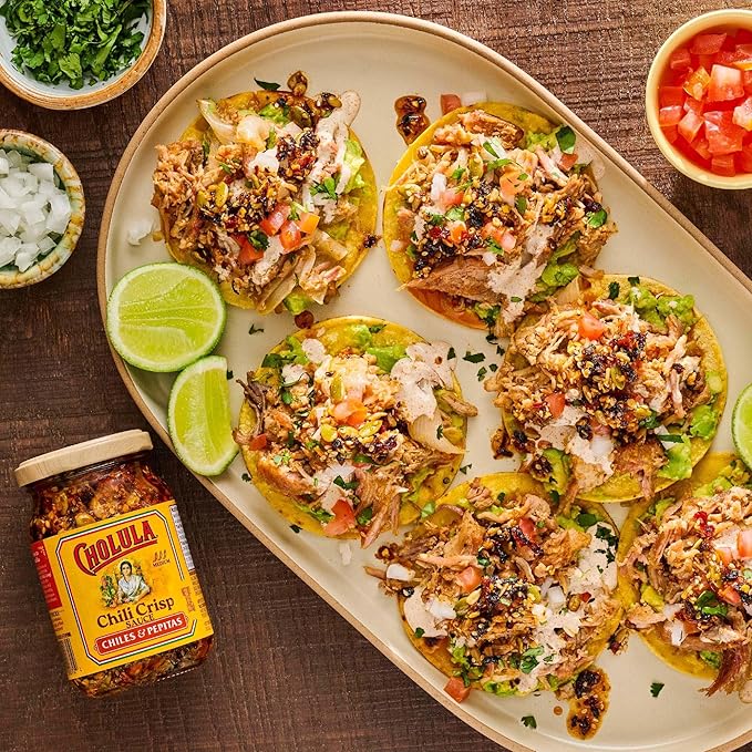 Cholula Chili Crisp Sauce, Chiles & Pepitas, Crunchy Topping for Tacos, Tostadas, Eggs, Pizza and