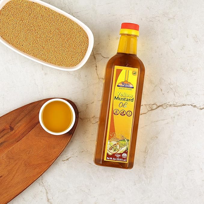 Rani Yellow Mustard Oil (Kachi Ghani) 33.8 Ounce (1 Liter) NON-GMO | Gluten Free | Vegan | 100%