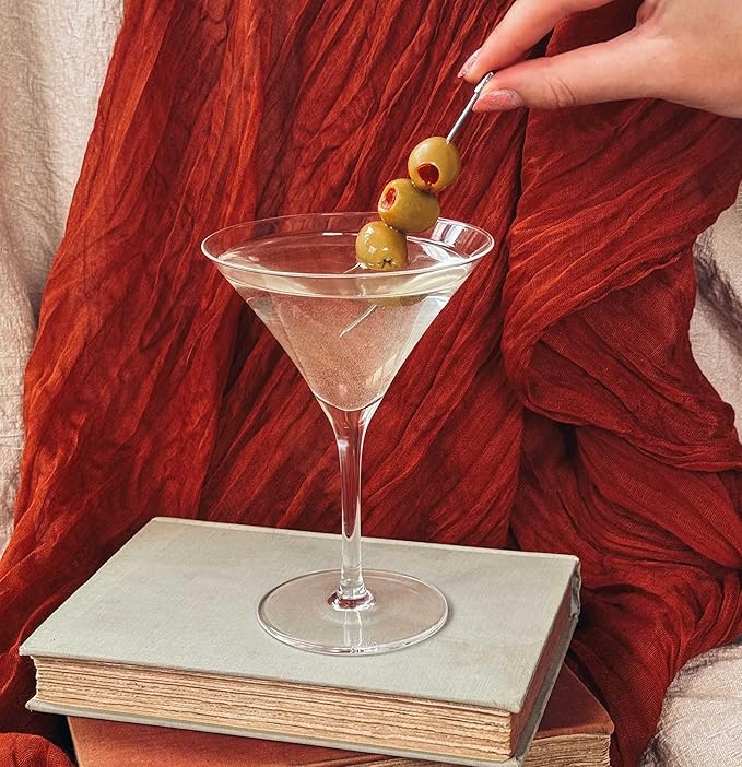 PURE MORA Martini Glasses, Set of 4-7oz - Handblown Premium Crystal Glass for Cockails, Martinis
