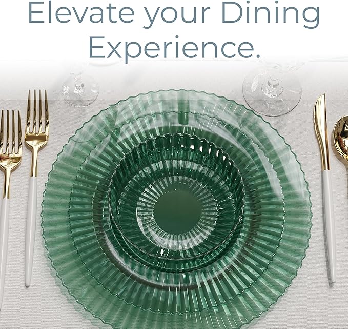 Exquisite 40 Piece Plastic Disposable Plates Set For 20 Guests I 20 X 9 Inch & 20 X 11 Inch