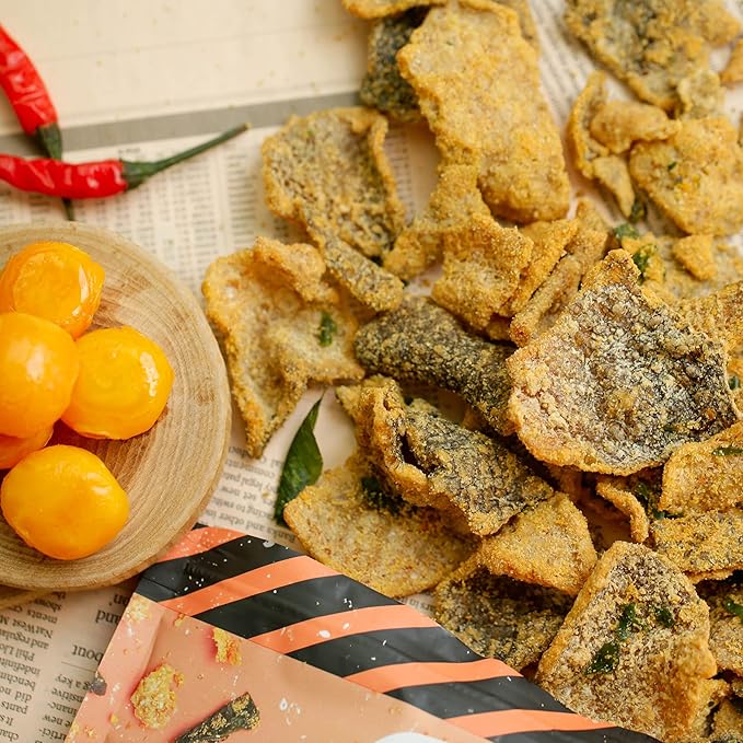 IRVINS Salted Egg Salmon Skin Chips Crisps | Premium Hand Cooked | Halal | High Protein |