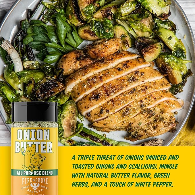 Fire & Smoke Society Onion Butter All Purpose Seasoning | BBQ Rubs for Smoking and Grilling |