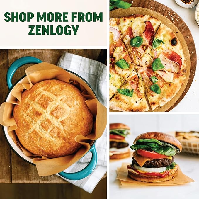 Zenlogy 8x8 Parchment Squares (200 sheets) - Unbleached, Non-stick, Pre-cut Parchment Paper - Fits