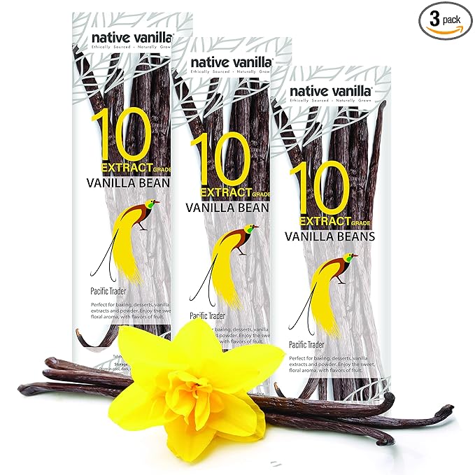 30 Tahitian Vanilla Beans - Premium Grade B Whole Vanilla Pods - For Vanilla Extract, Cooking