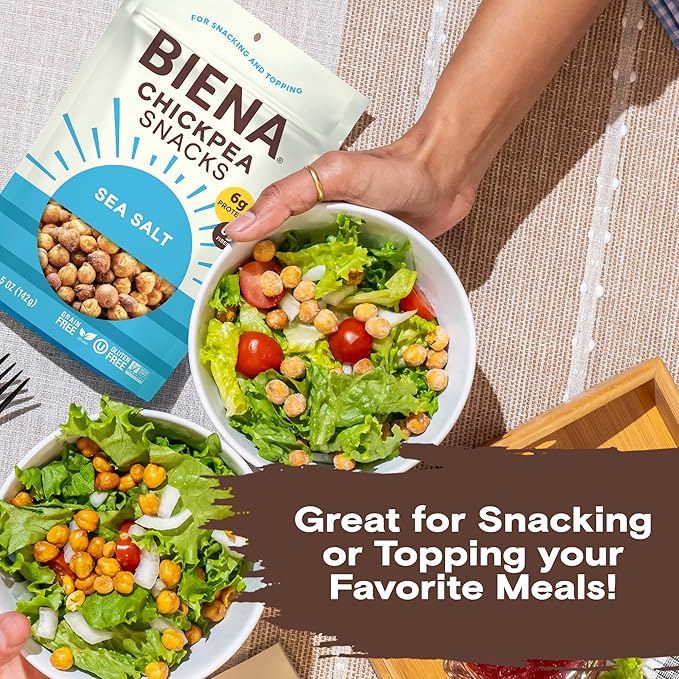 BIENA Chickpea Snacks - Crunchy Roasted Chickpeas - High Fiber Vegan Protein Snacks for Adults and