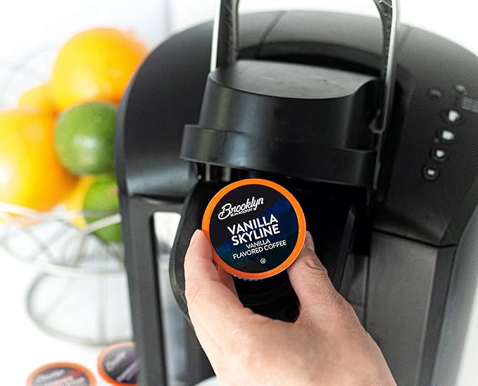 Brooklyn Beans Vanilla Skyline Flavored Gourmet Coffee Pods, Compatible with 2.0 Keurig Coffee Pods