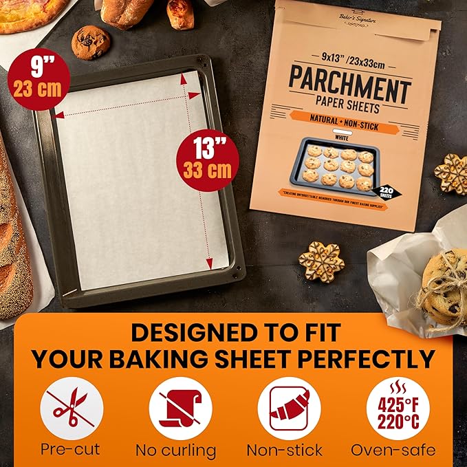 220 Pcs 9x13 Inch Parchment Paper Sheets by Baker's Signature | Parchment Baking Paper, Parchment