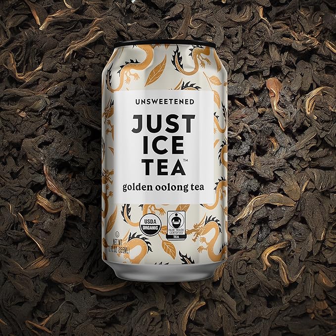 Just Ice Tea, Golden Oolong Iced Tea, 12-Pack (12oz Cans), Green Tea, USDA Certified Organic, Real