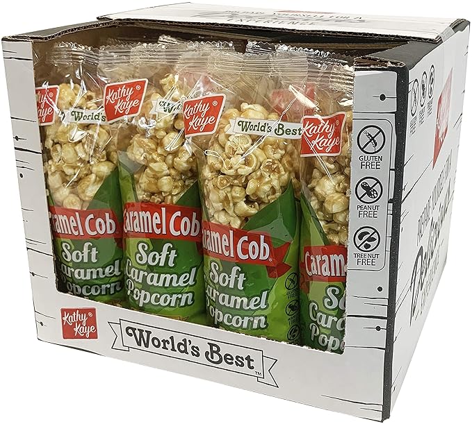 Caramel Cob Soft Caramel Popcorn ??16 Individually Wrapped 2.5 oz Bars ??Gluten-Free, Peanut & Tree