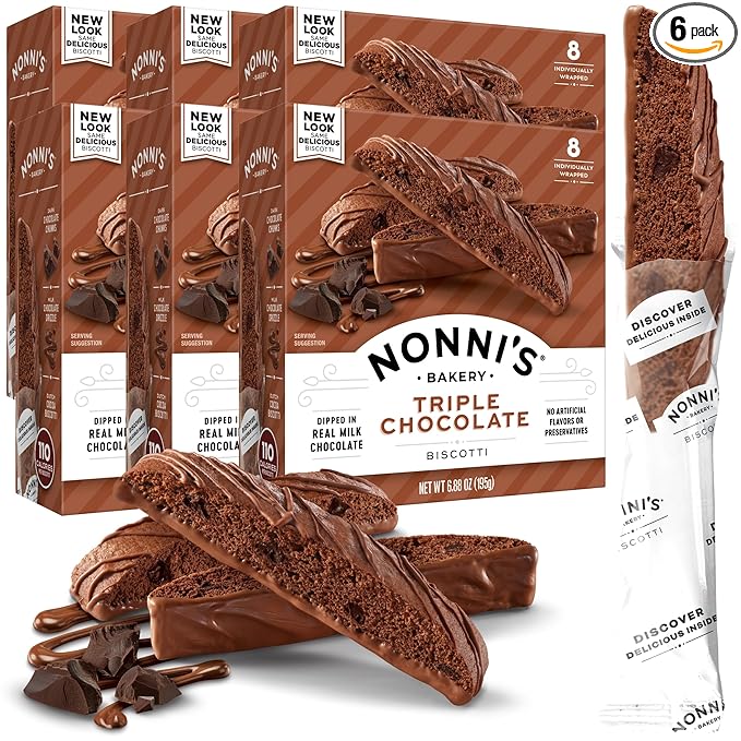 Nonni's Triple Chocolate Biscotti Italian Cookies - 6 Boxes Triple Chocolate Italian Biscotti