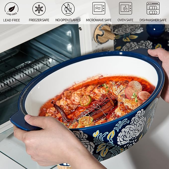 Ceramic Casserole Dish With Lid, Casserole Dishes for Oven, Baking Dish Lasagna Pans For Cooking