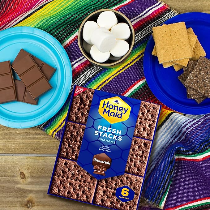 HONEY MAID Fresh Stacks Chocolate Graham Crackers, Bulk Travel Snacks, 6 Boxes (36 Multi Snack