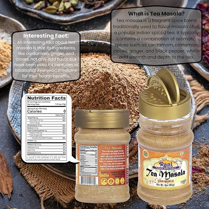 Rani Tea (Chai) Masala Indian Spice Blend 3oz (85g) PET Jar ~ All Natural | Vegan | Gluten Friendly