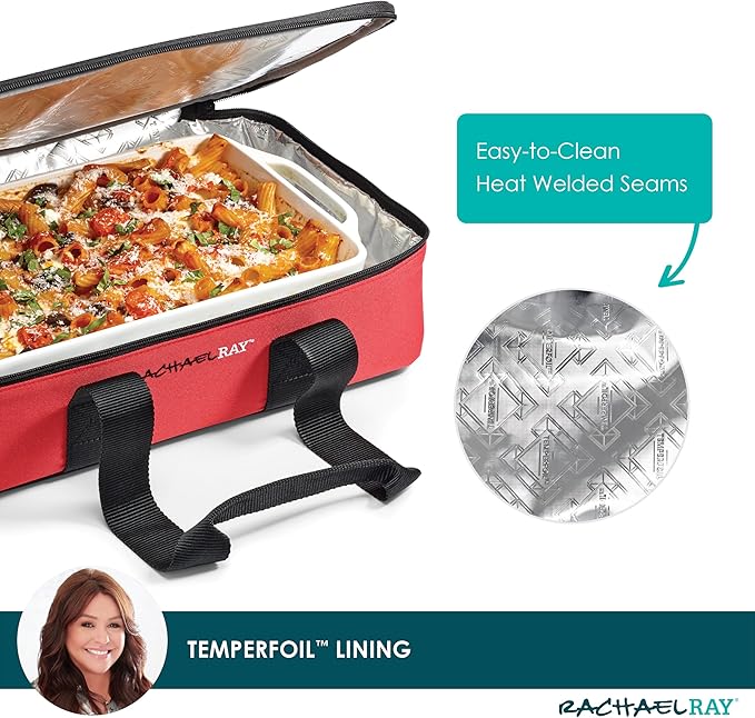 Rachael Ray Lasagna Lugger, Thermal Insulated Casserole Carrier for Hot or Cold Food, Lugger Tote