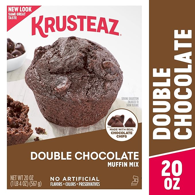 Krusteaz Muffin Mix, Double Chocolate Muffin Mix, Made with Real Chocolate Chips & No Artificial