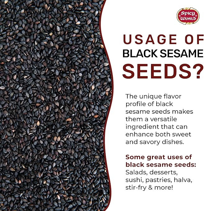 Raw Black Sesame Seeds 3 LB Bag - Natural - By Spicy World
