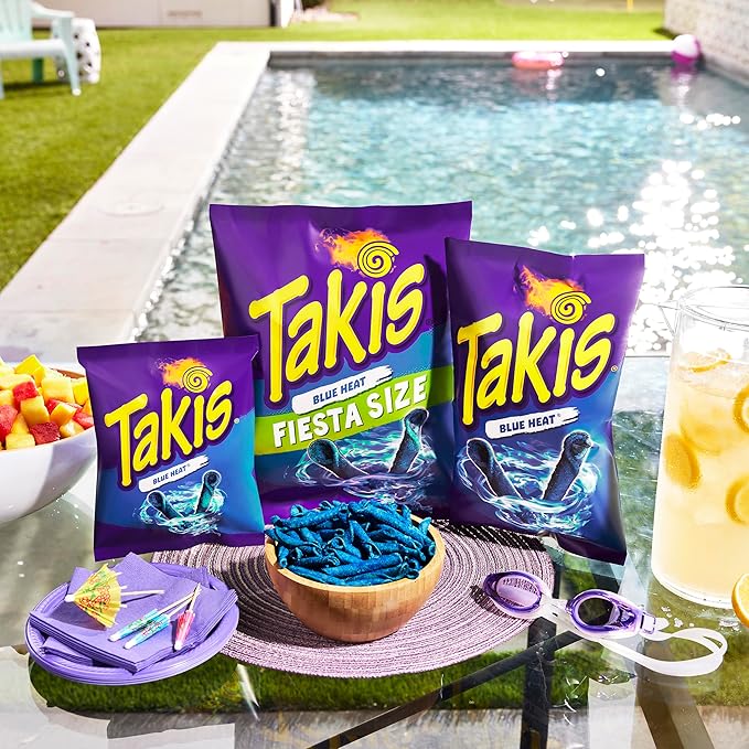 Takis Blue Heat 40 pc / 1 oz Multipack - Intense Hot Chili Pepper Flavored Extreme Spicy Rolled
