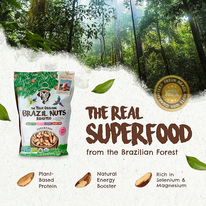 Snack The True Organic Brazil Nuts 32oz-2lbs – Roasted & Himalayan Salt – Kosher – Healthy-Rich in