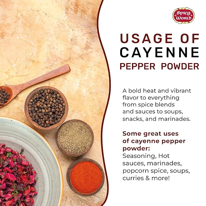Spicy World Hot Cayenne Pepper Powder Bulk 5 LBS Jar - Red Ground Pepper 50,000 SHU Heat Unit