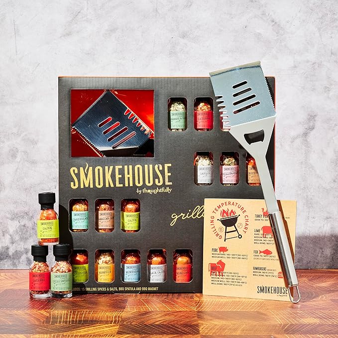 Smokehouse by Thoughtfully, Grilling Spices BBQ Set, Includes BBQ Spatula, Magnet and Flavorful