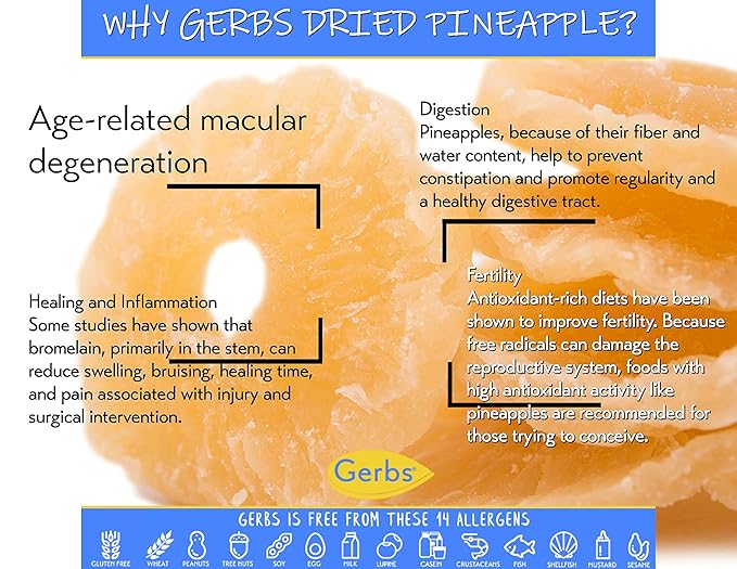 Gerbs Lightly Sweetened Dried Pineapple Cubes 4 lbs. | Unsulfured, No Additives, Resealable Bag |
