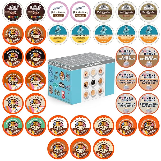 Crazy Cups Cappuccino & Hot Chocolate Variety Pack, Including Flavored Hot Chocolate & Cappuccino