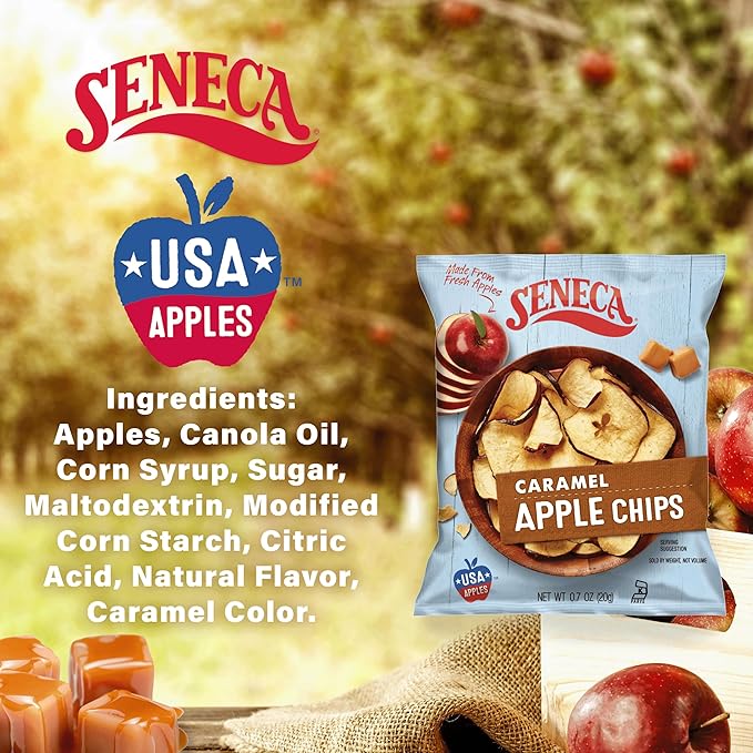 Seneca Caramel Apple Chips | Made from Fresh Apples | 100% Red Delicious Apples | Yakima Valley