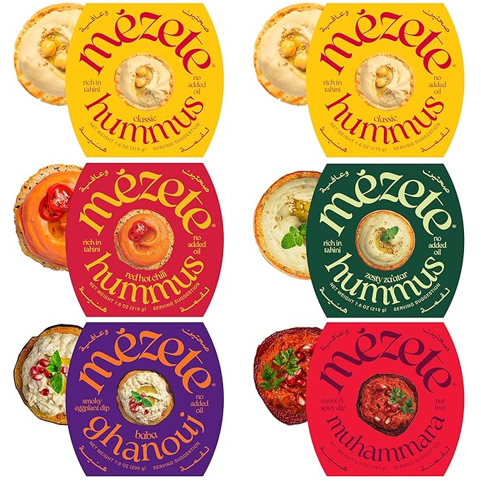 Mezete All-Natural Dip Snack Pack | No Added Oils | Preservatives-Free Variety Pack | Halal | Vegan