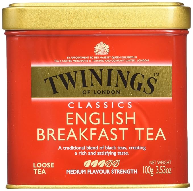 Twinings English Breakfast Loose Tea Tins, 3.53 Ounce Tins (Pack of 6), Smooth, Flavourful, Robust