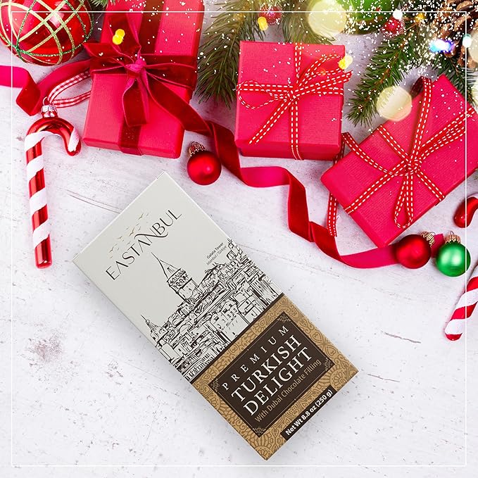 Eastanbul Premium Turkish Delight with Dubai Chocolate Filling, 8.8oz, Turkish Delights Pistachio