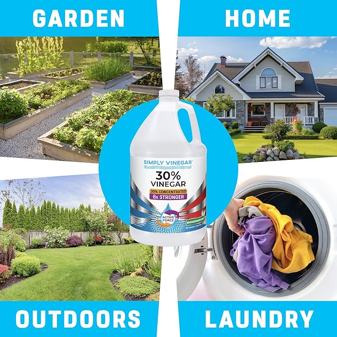 30% Vinegar – Pure Concentrated Active-Force Vinegar for Cleaning, Home, and Garden, 128 oz