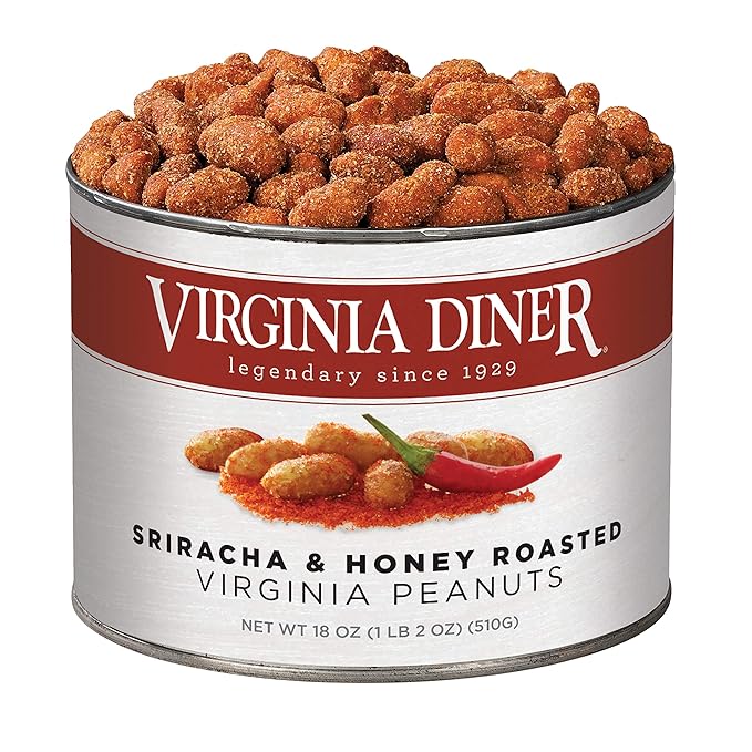 Virginia Diner Natural Virginia Honey Roasted & Siracha Xl Peanuts, Gourmet Non-Gmo Nuts, Premium