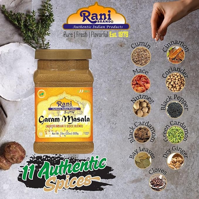 Rani Garam Masala Indian 11-Spice Blend 32oz (2lbs) 908g PET Jar ~ All Natural, Salt-Free | Vegan |