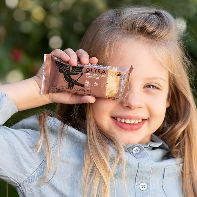 Olyra Dark Chocolate Sandwich Breakfast Biscuits, Healthy Snacks for Kids and Adults, Low Sugar