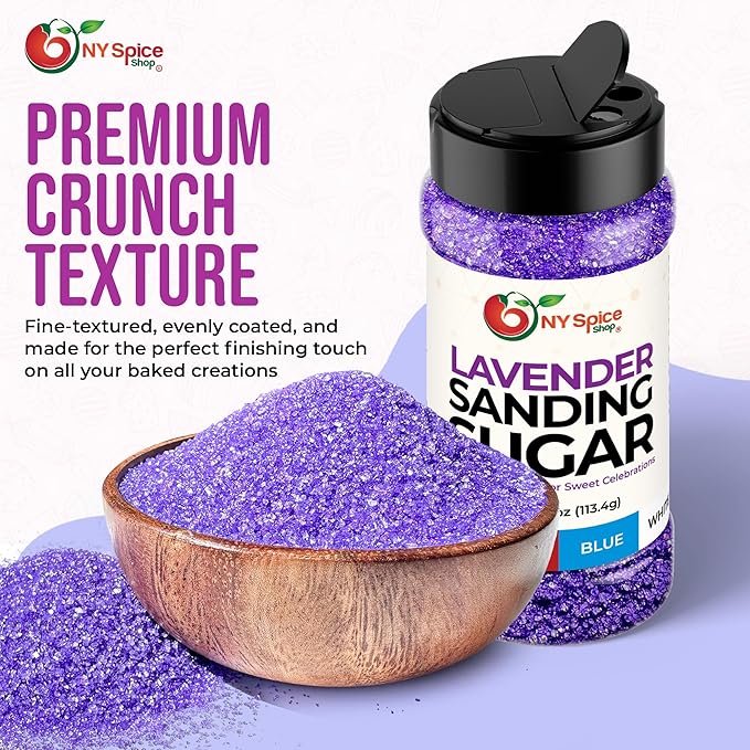 NY Spice Shop Lavender Sanding Sugar - 4 Ounce Sweet Colorful Edible Sprinkles For Candy Dish
