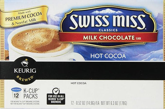 Swiss Miss Milk Chocolate Hot Cocoa, Keurig Single-Serve K-Cup Pods, 12 ct