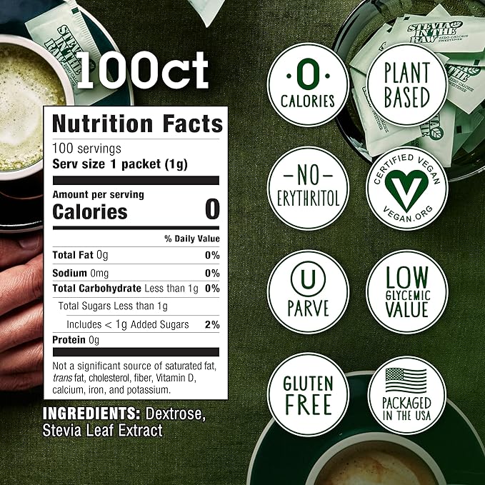 Stevia In The Raw, Plant Based Zero Calorie, No Erythritol, Sugar Substitute, Sugar-Free Sweetener