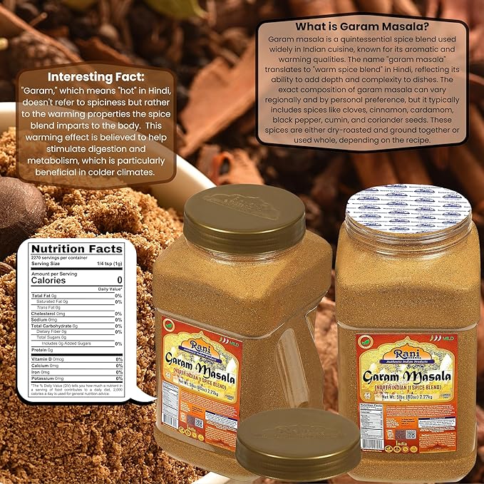 Rani Garam Masala Indian 11-Spice Blend 80oz (5lbs) 2.27kg Bulk PET Jar ~ All Natural, Salt-Free |