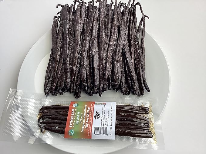 1oz. Madagascar Organic Vanilla Beans Gourmet Grade A. Certified USDA Organic 6"-7.5" by FITNCLEAN