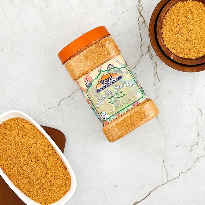 Rani Masala Shakkar (Indian Spiced Jaggery Powder) Unrefined Raw Cane Sugar 35oz (2.2lbs) 1kg PET