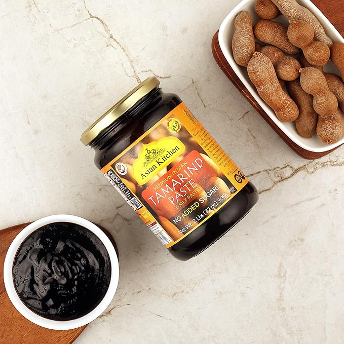 Asian Kitchen Tamarind Paste Puree (Imli) 32oz (908g) 2lbs Glass Jar, Gluten Free, No added sugar ~