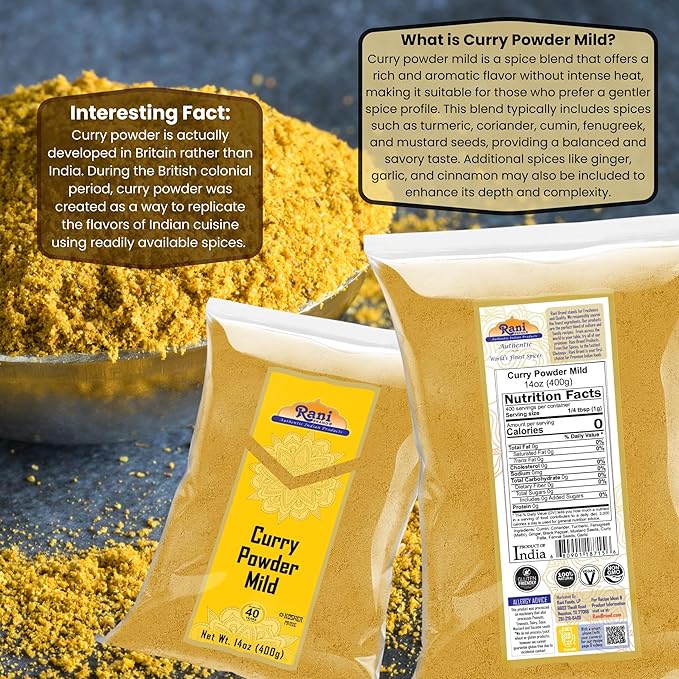 Rani Curry Powder Mild (10-Spice Authentic Indian Blend) 14oz (400g) ~ All Natural | Salt-Free | NO